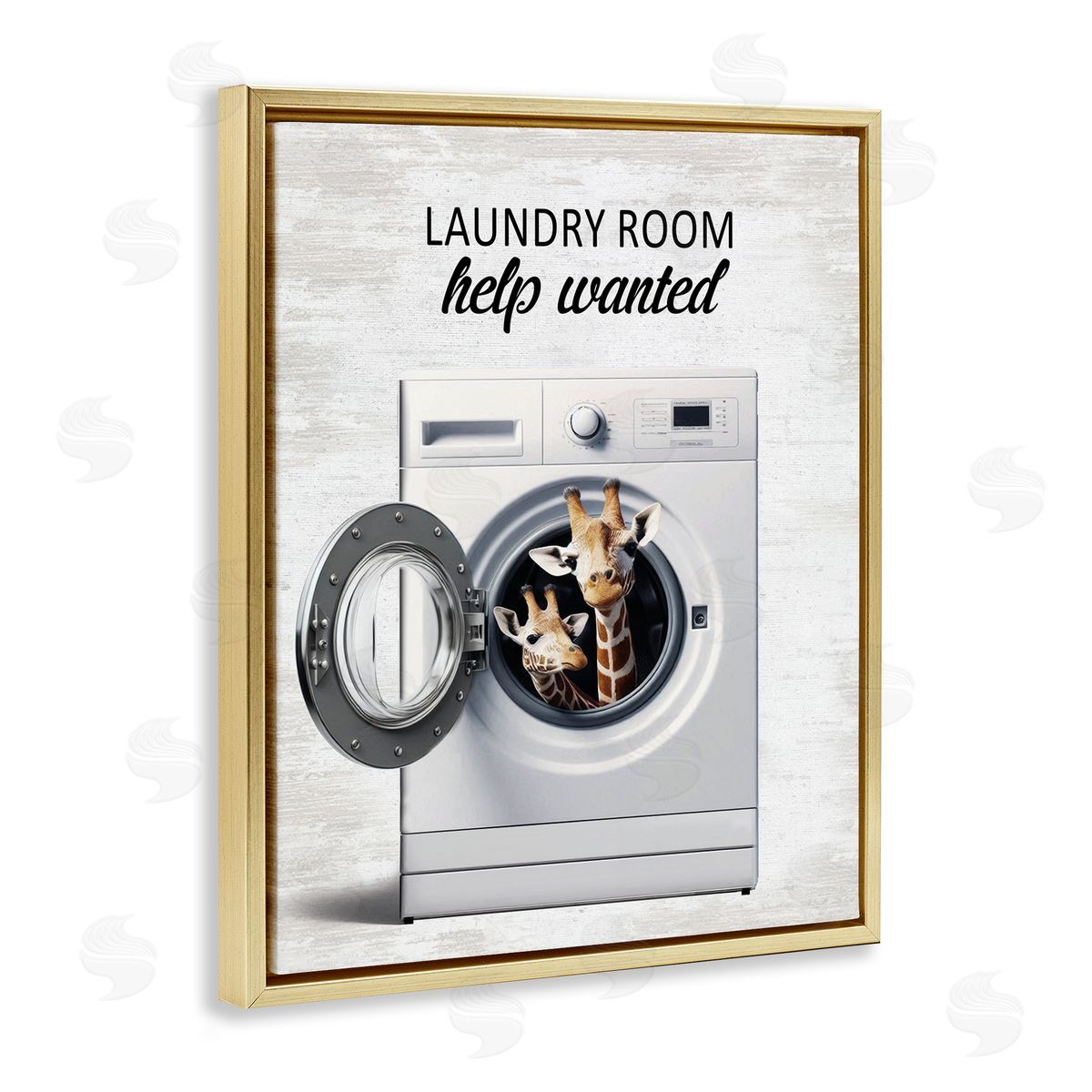Laundry Room Help Wanted Gold Floating Frame Canvas Wall Art, Home Decor by Lettered and Lined