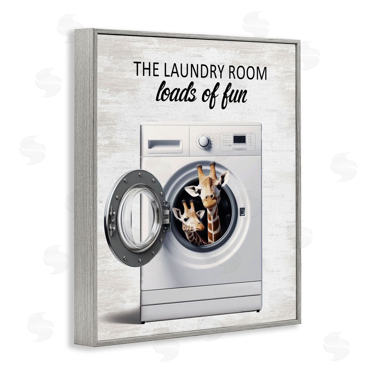 Giraffes & Laundry Load Grey Frame Print Wall Art, Home Decor by Lettered and Lined