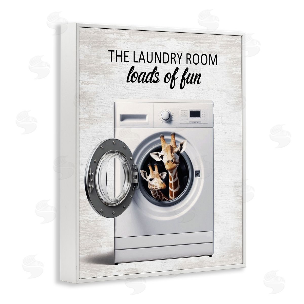 Giraffes & Laundry Load White Frame Print Wall Art, Home Decor by Lettered and Lined