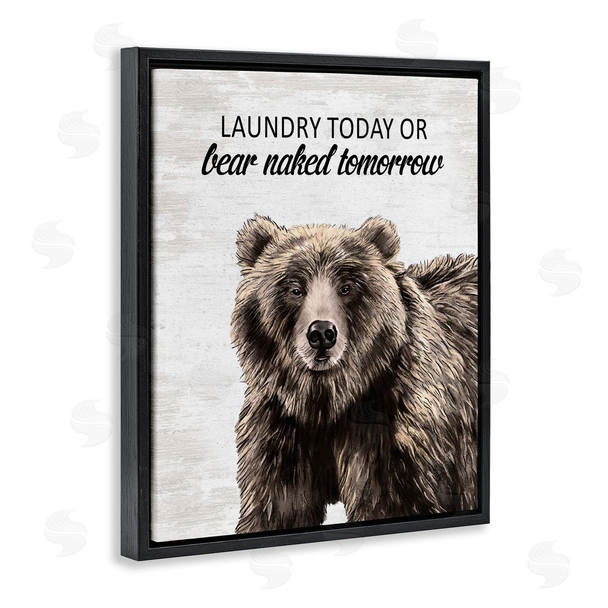 Bear Naked Tomorrow Funny Laundry Black Floating Frame Canvas Wall Art, Home Decor by Lettered and Lined