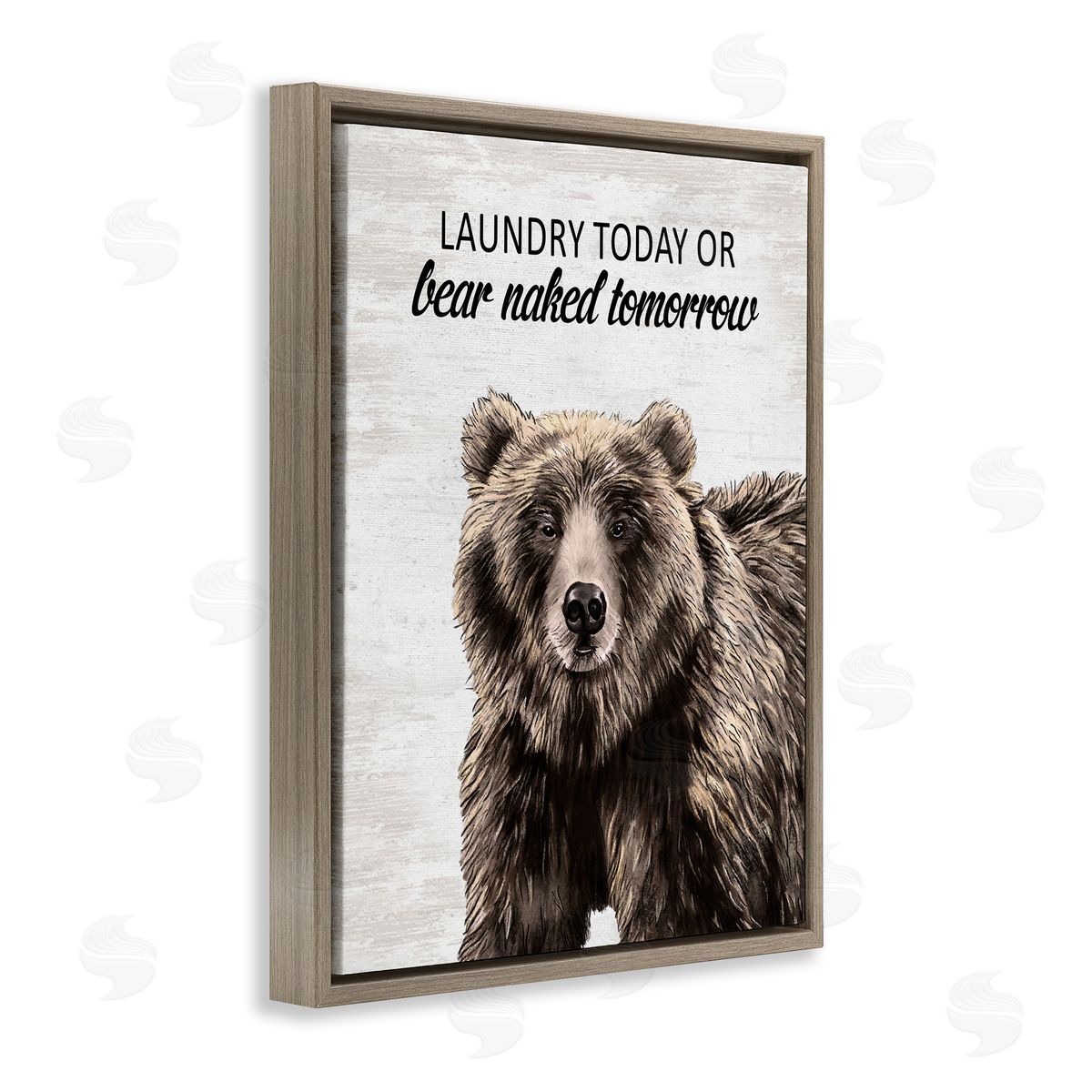 Bear Naked Tomorrow Funny Laundry Brown Floating Frame Canvas Wall Art, Home Decor by Lettered and Lined