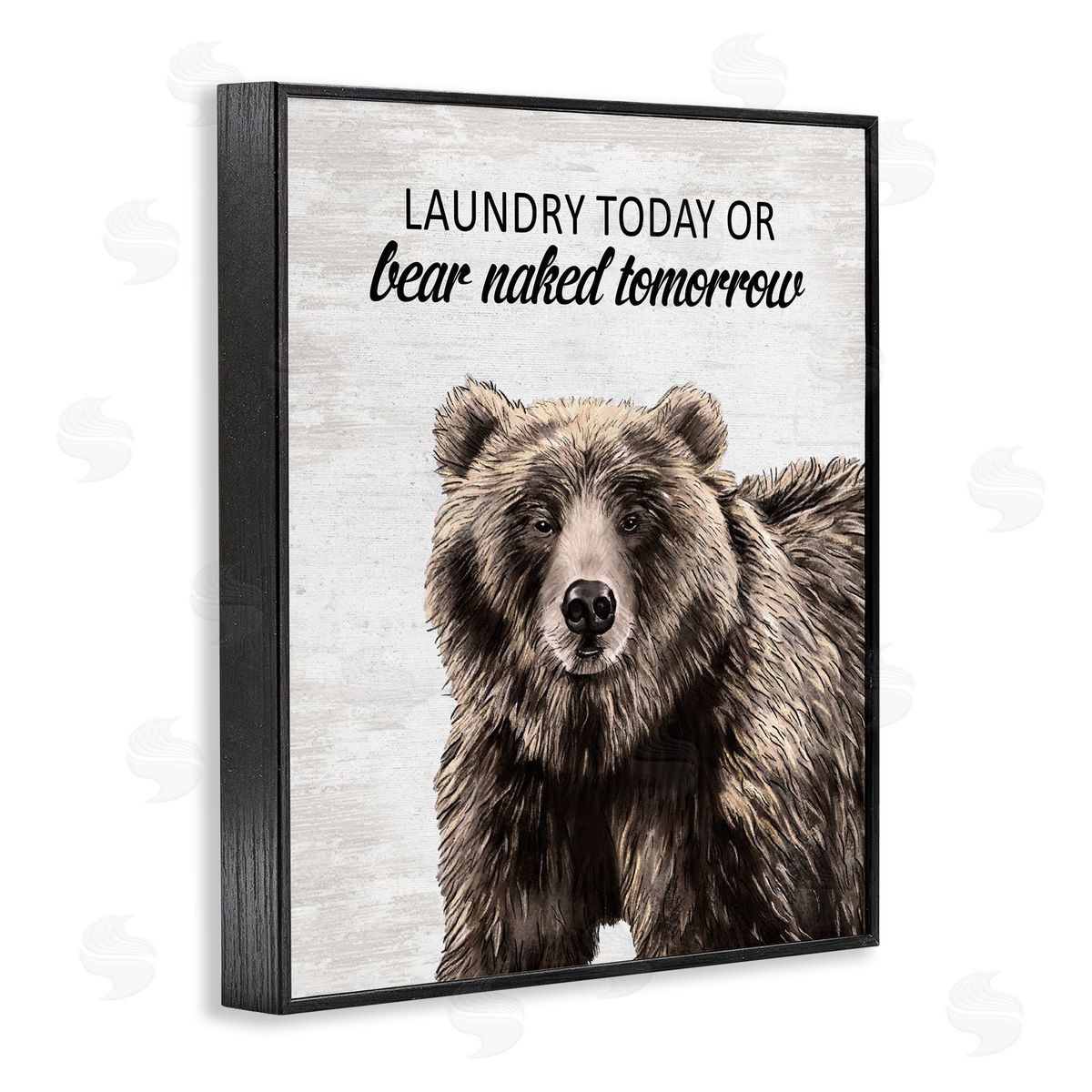 Bear Naked Tomorrow Funny Laundry Black Frame Print Wall Art, Home Decor by Lettered and Lined