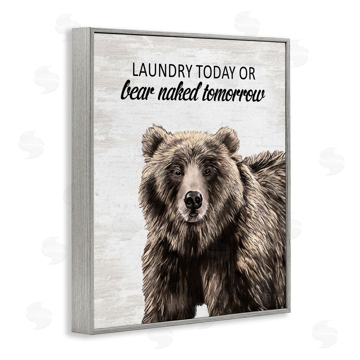 Bear Naked Tomorrow Funny Laundry Grey Frame Print Wall Art, Home Decor by Lettered and Lined
