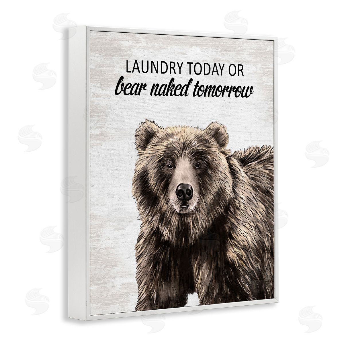 Bear Naked Tomorrow Funny Laundry White Frame Print Wall Art, Home Decor by Lettered and Lined