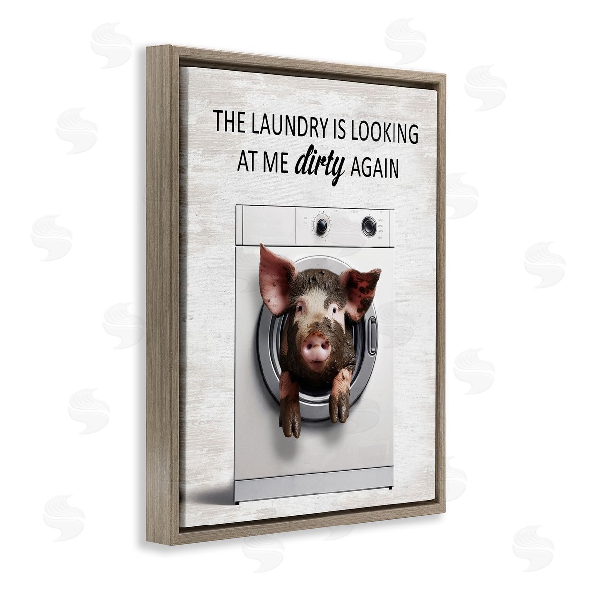 Laundry Looking At Me Dirty Brown Floating Frame Canvas Wall Art, Home Decor by Lettered and Lined