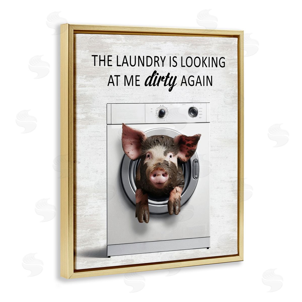 Laundry Looking At Me Dirty Gold Floating Frame Canvas Wall Art, Home Decor by Lettered and Lined