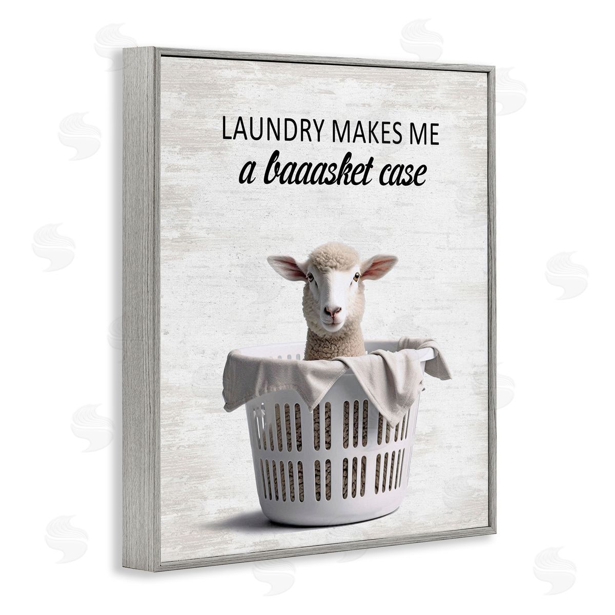 Funny Lamb Laundry Basket Grey Frame Print Wall Art, Home Decor by Lettered and Lined