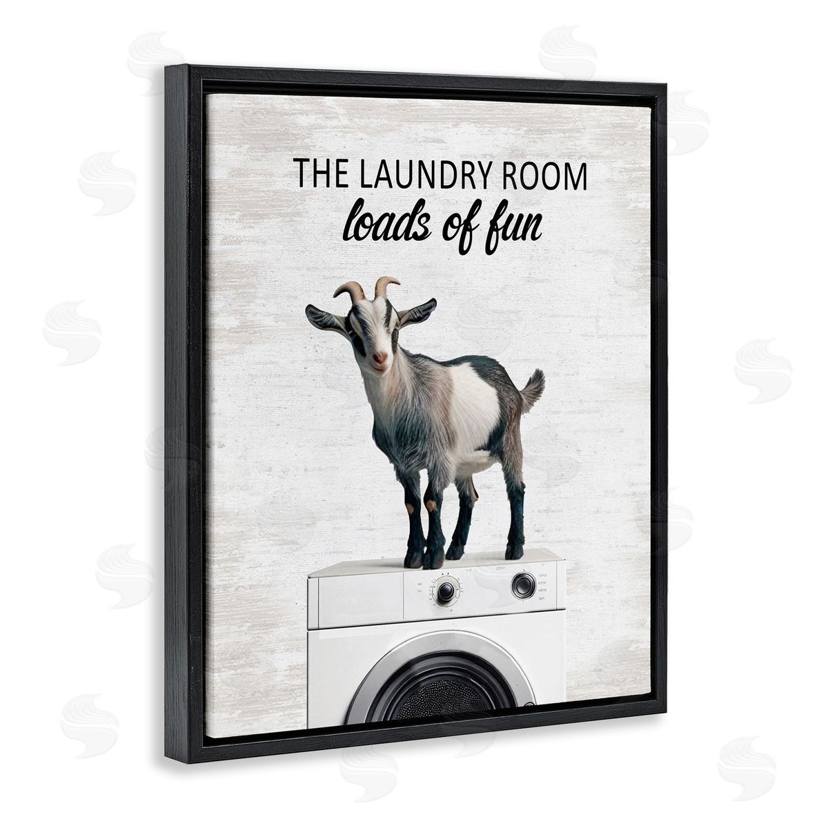 Loads of Fun Laundry Goat Black Floating Frame Canvas Wall Art, Home Decor by Lettered and Lined