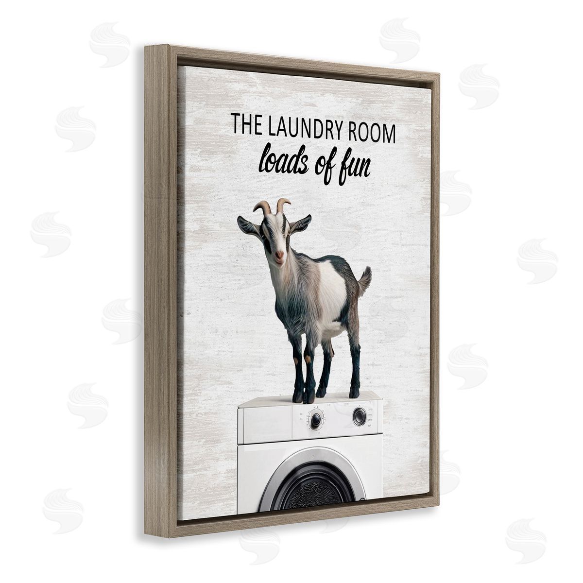 Loads of Fun Laundry Goat Brown Floating Frame Canvas Wall Art, Home Decor by Lettered and Lined