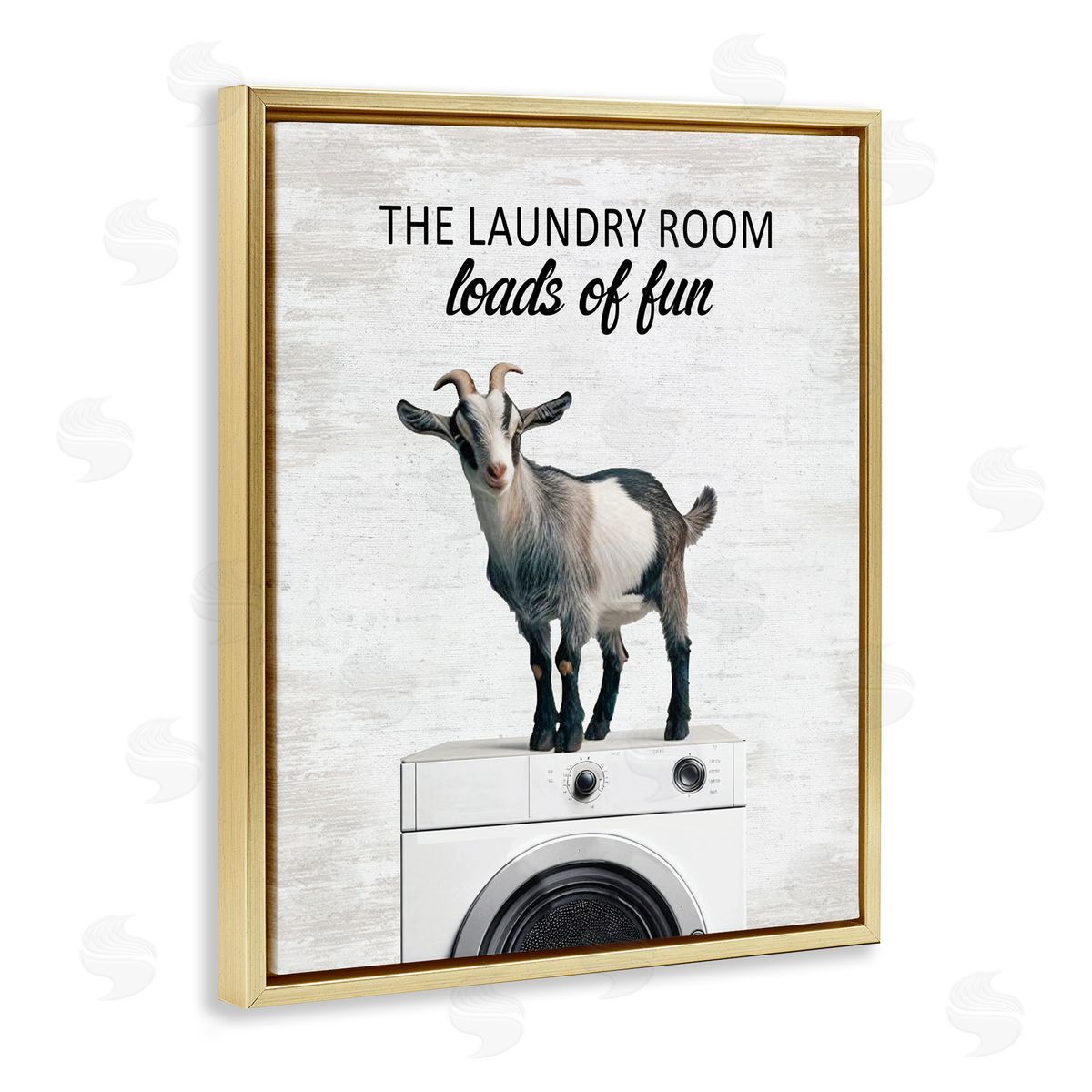 Loads of Fun Laundry Goat Gold Floating Frame Canvas Wall Art, Home Decor by Lettered and Lined