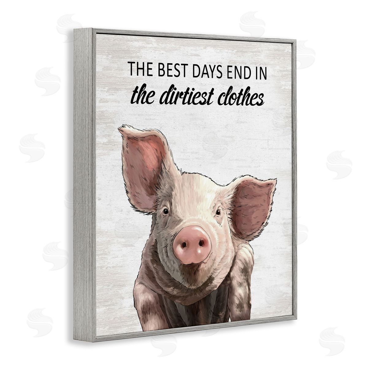 Best Days & Dirtiest Clothes Pig Grey Frame Print Wall Art, Home Decor by Lettered and Lined