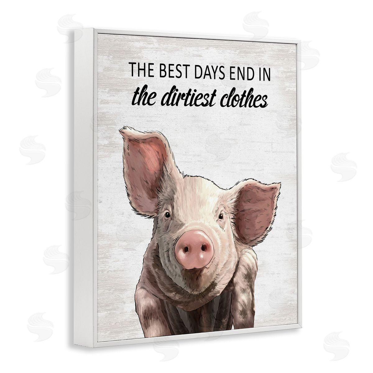 Best Days & Dirtiest Clothes Pig White Frame Print Wall Art, Home Decor by Lettered and Lined