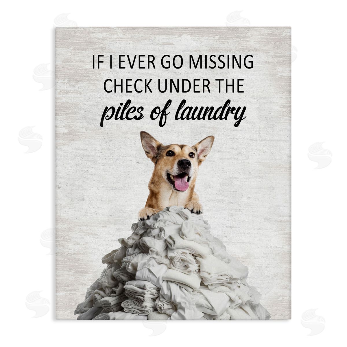 Piles Of Laundry Dog Canvas Wall Art, Home Decor by Lettered and Lined