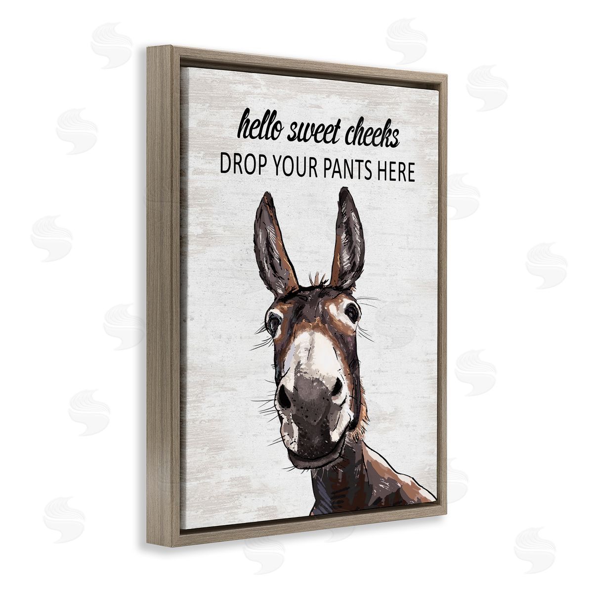 Sweet Cheeks Laundry Donkey Brown Floating Frame Canvas Wall Art, Home Decor by Lettered and Lined