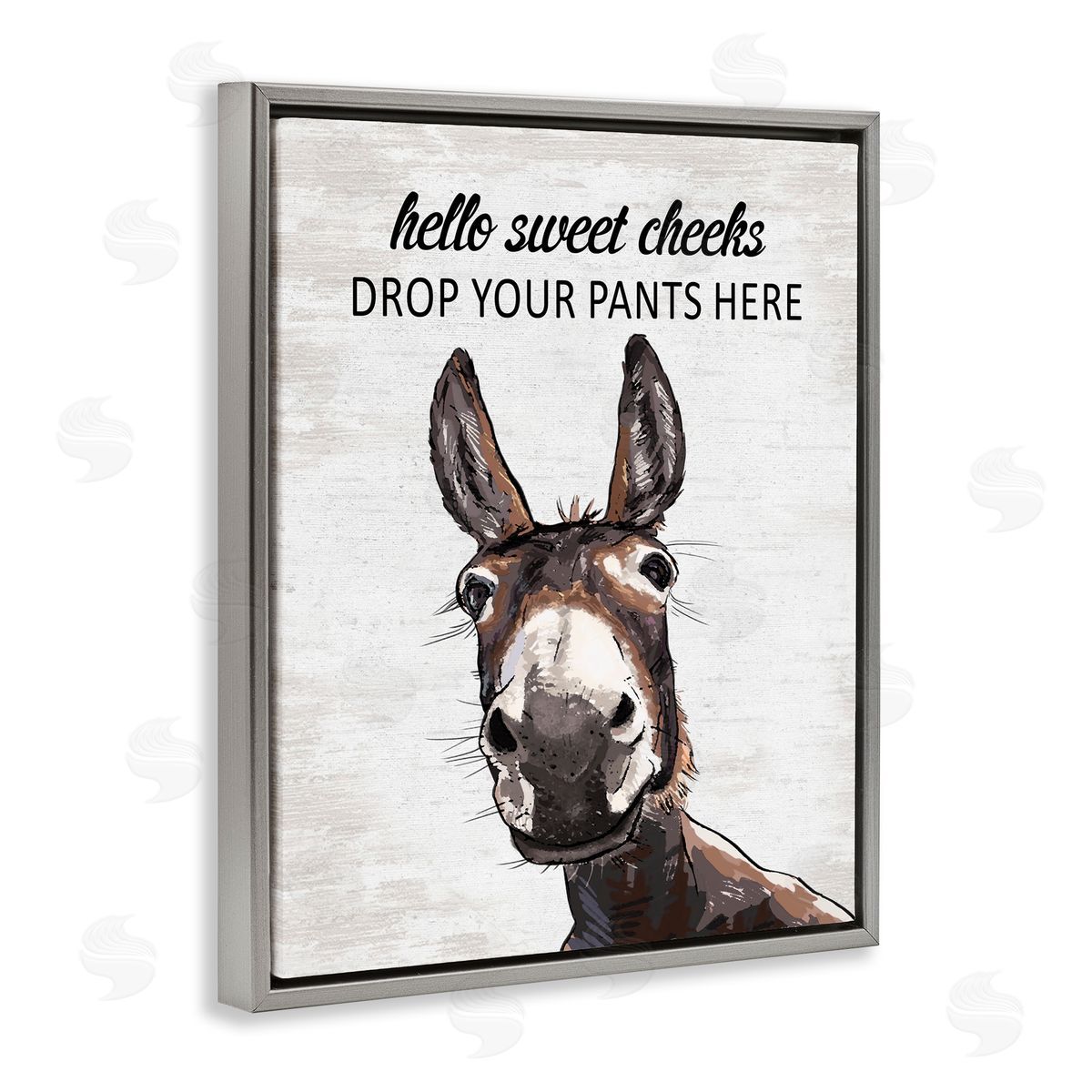 Sweet Cheeks Laundry Donkey Grey Floating Frame Canvas Wall Art, Home Decor by Lettered and Lined