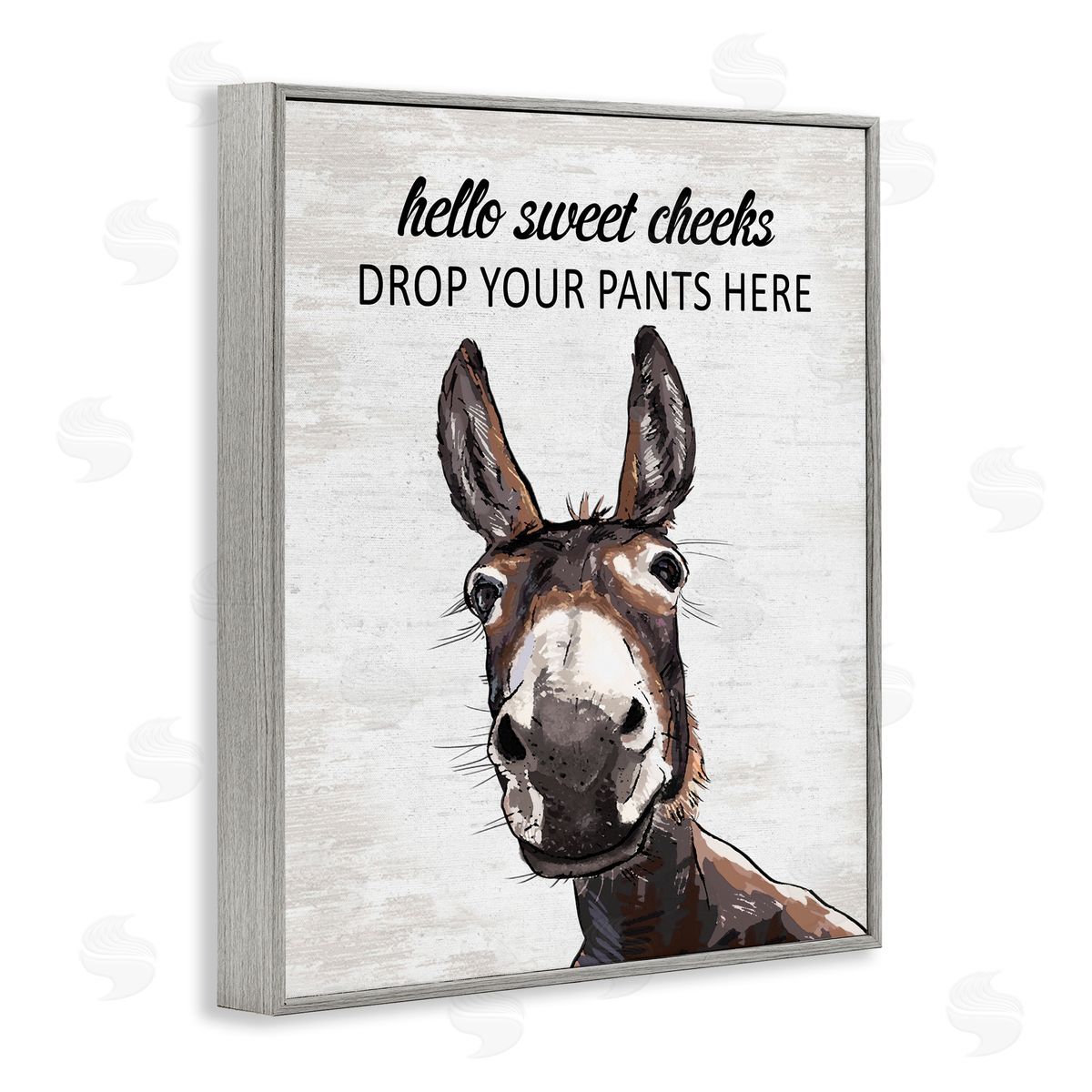 Sweet Cheeks Laundry Donkey Grey Frame Print Wall Art, Home Decor by Lettered and Lined