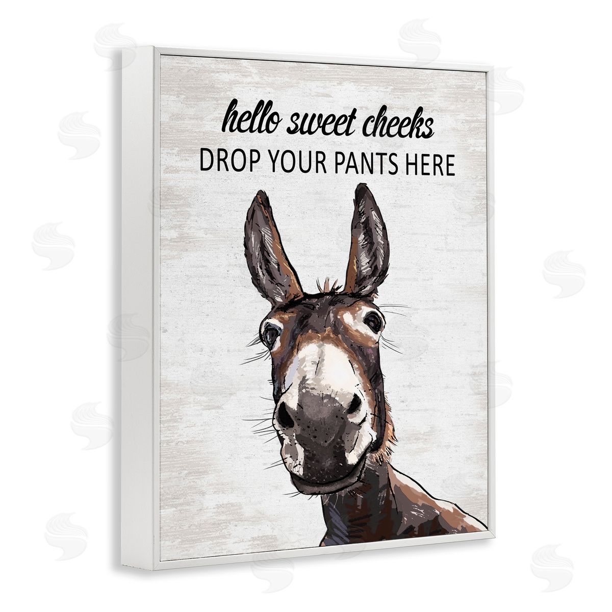 Sweet Cheeks Laundry Donkey White Frame Print Wall Art, Home Decor by Lettered and Lined