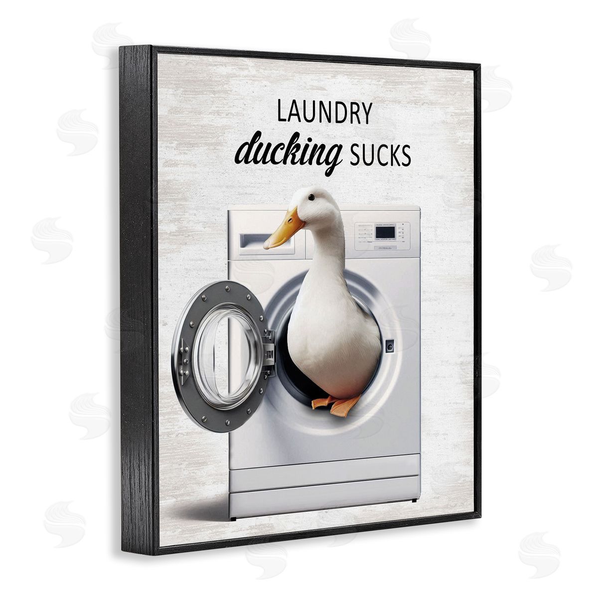 Funny Laundry & Duck Black Frame Print Wall Art, Home Decor by Lettered and Lined