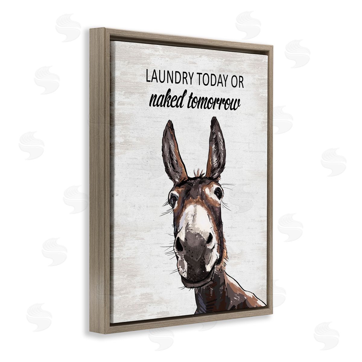 Laundry Today Naked Tomorrow Donkey Brown Floating Frame Canvas Wall Art, Home Decor by Lettered and Lined