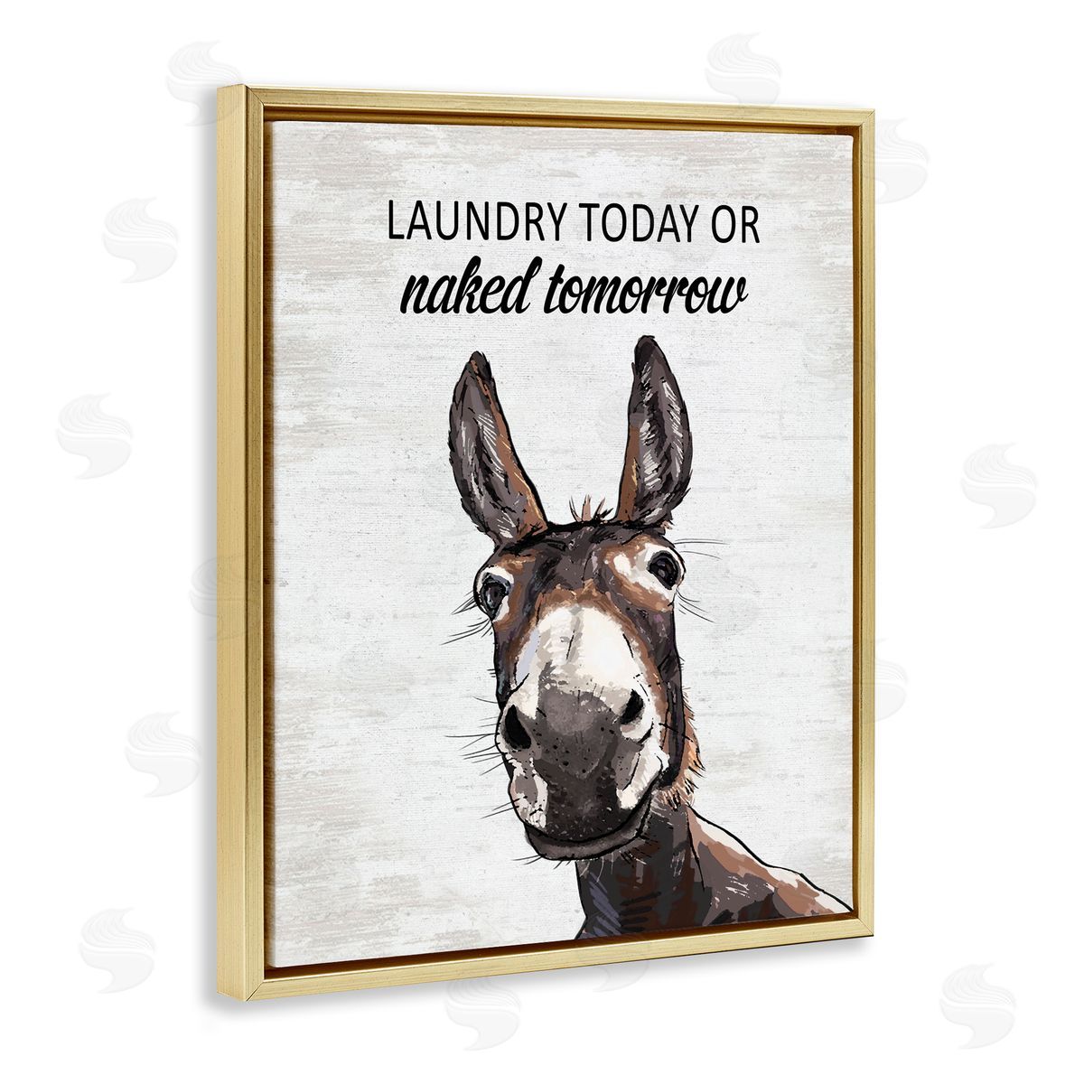 Laundry Today Naked Tomorrow Donkey Gold Floating Frame Canvas Wall Art, Home Decor by Lettered and Lined