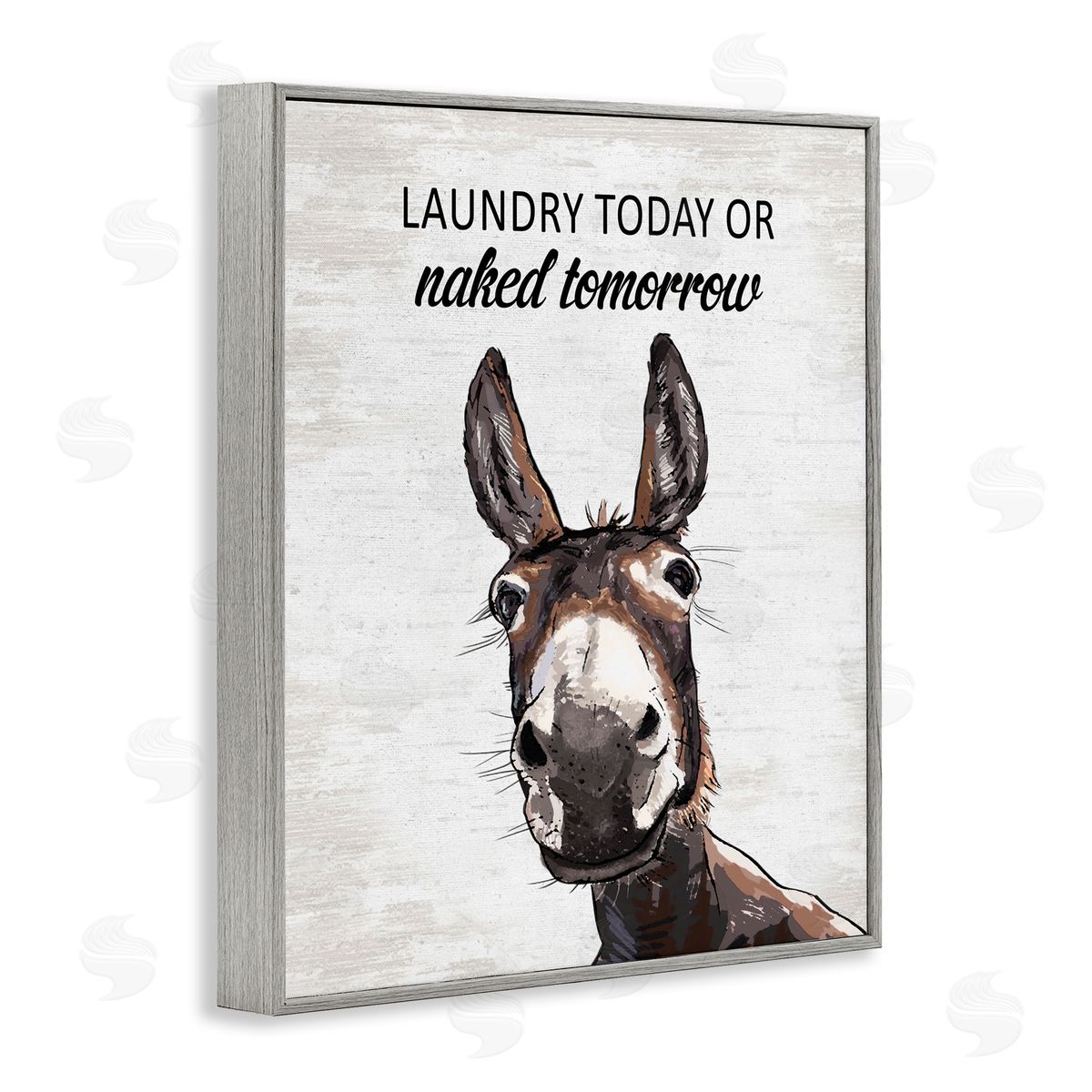 Laundry Today Naked Tomorrow Donkey Grey Frame Print Wall Art, Home Decor by Lettered and Lined