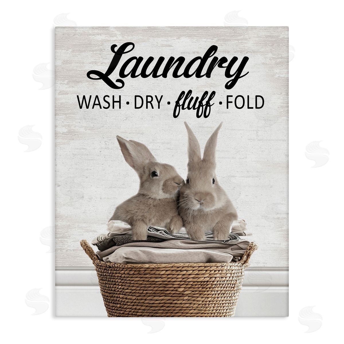 Bunnies & Laundry Basket Canvas Wall Art, Home Decor by Lettered and Lined