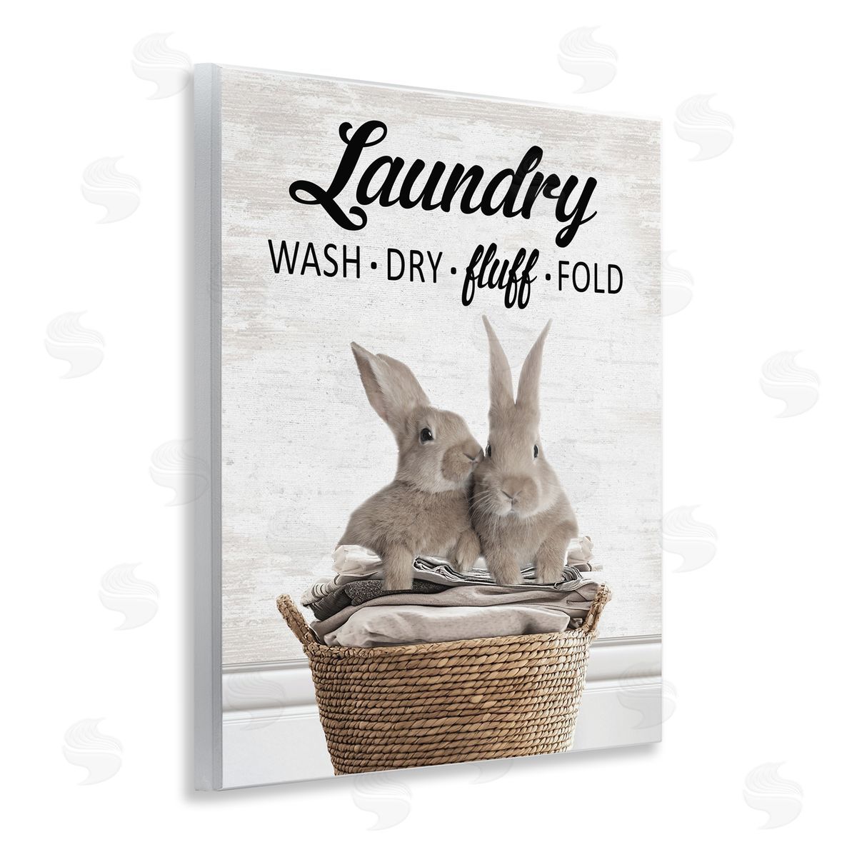 Bunnies & Laundry Basket Wood Plaque Wall Art, Home Decor by Lettered and Lined