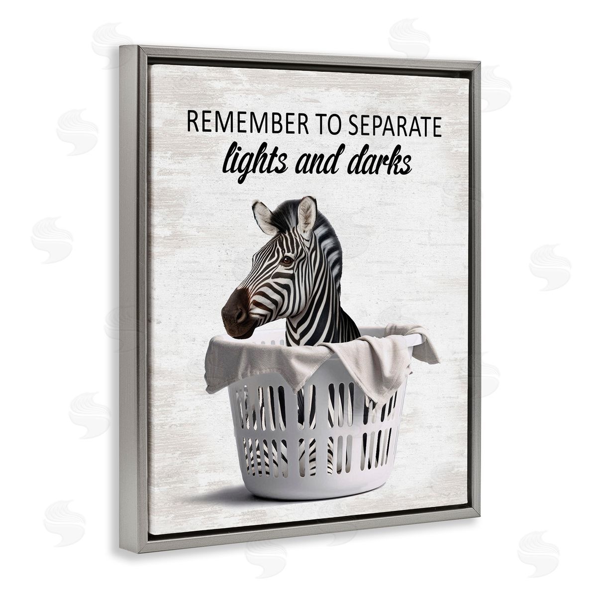Separate Laundry & Zebra Grey Floating Frame Canvas Wall Art, Home Decor by Lettered and Lined
