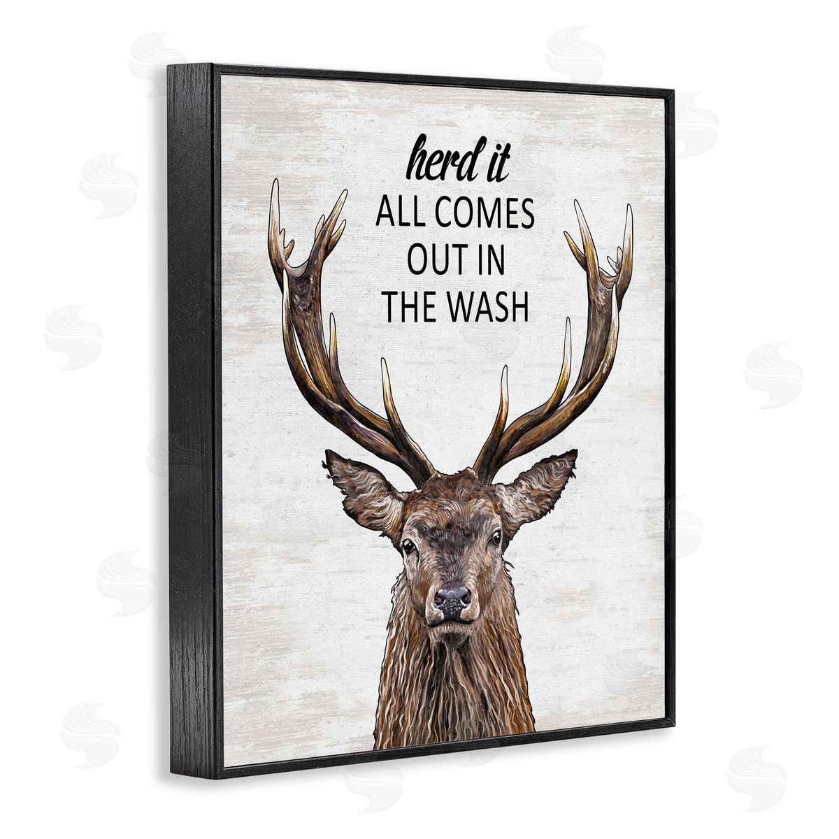 Laundry Deer Pun Black Frame Print Wall Art, Home Decor by Lettered and Lined