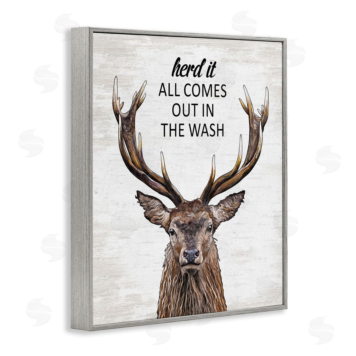 Laundry Deer Pun Grey Frame Print Wall Art, Home Decor by Lettered and Lined