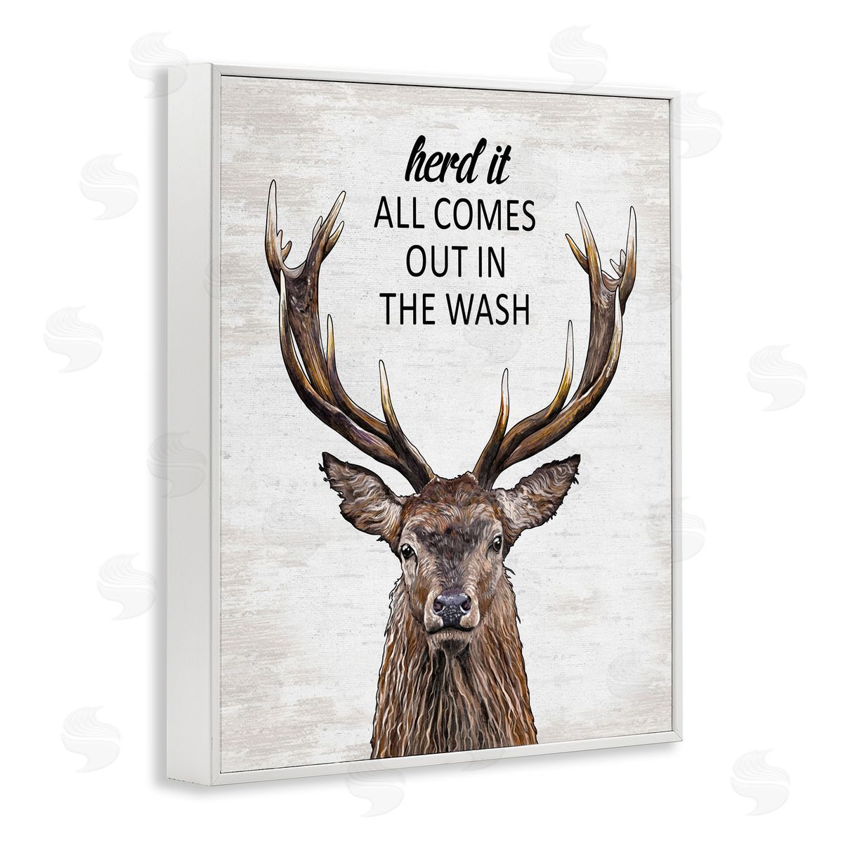 Laundry Deer Pun White Frame Print Wall Art, Home Decor by Lettered and Lined