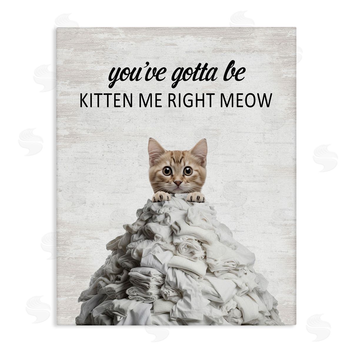Kitten & Laundry Pile Canvas Wall Art, Home Decor by Lettered and Lined