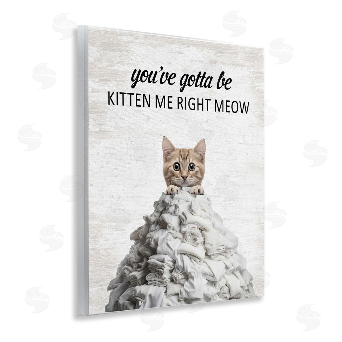Kitten & Laundry Pile Wood Plaque Wall Art, Home Decor by Lettered and Lined