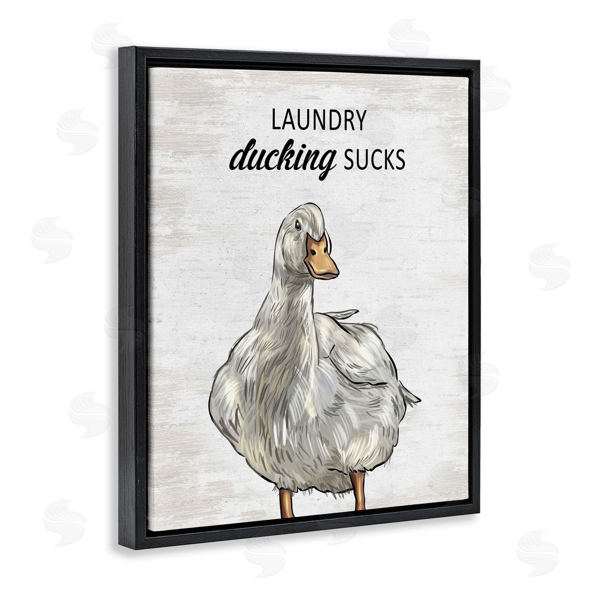 Sassy Laundry Duck Black Floating Frame Canvas Wall Art, Home Decor by Lettered and Lined