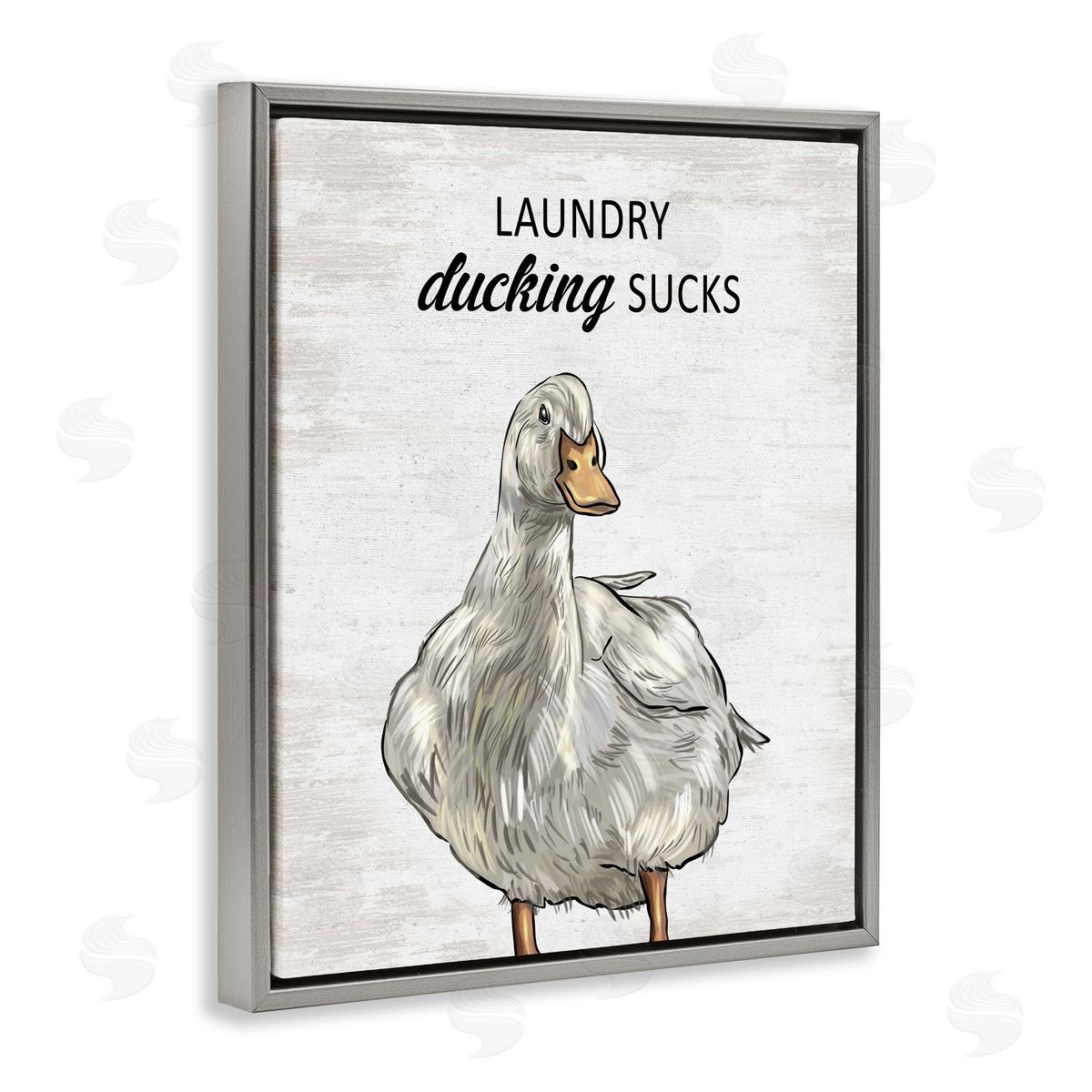 Sassy Laundry Duck Grey Floating Frame Canvas Wall Art, Home Decor by Lettered and Lined
