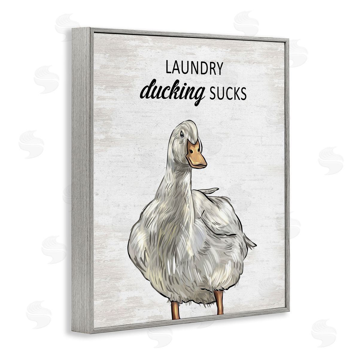 Sassy Laundry Duck Grey Frame Print Wall Art, Home Decor by Lettered and Lined