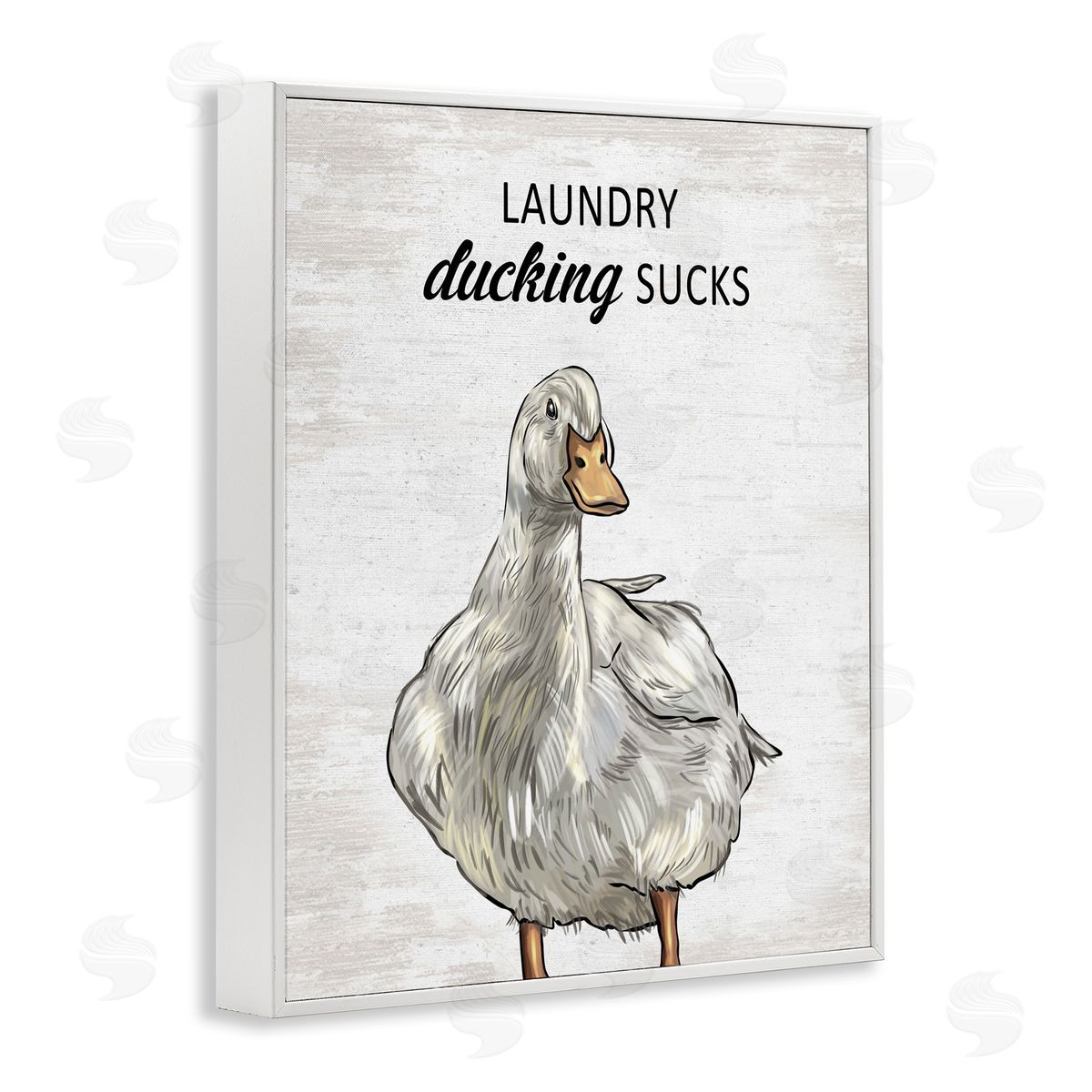 Sassy Laundry Duck White Frame Print Wall Art, Home Decor by Lettered and Lined