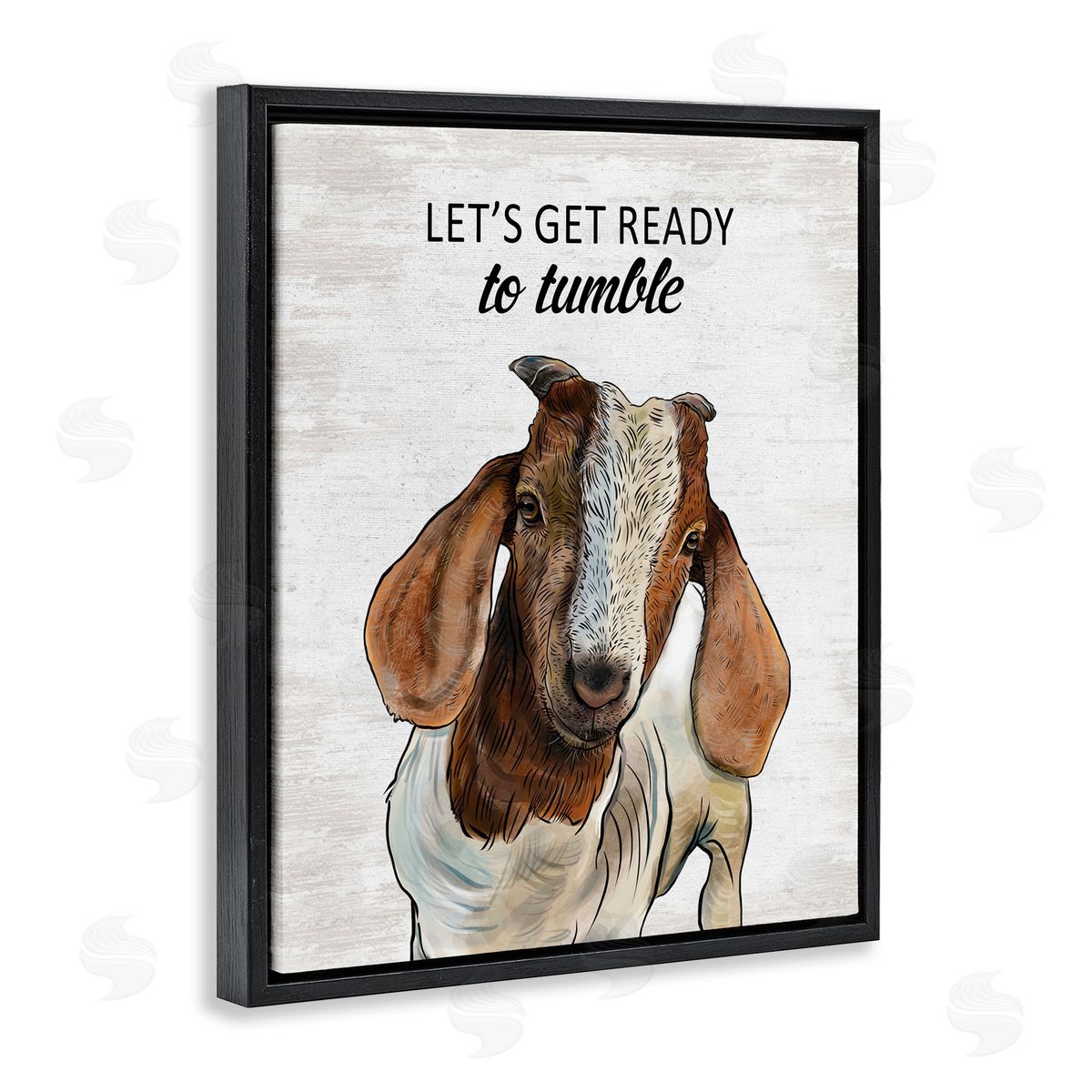 Ready To Tumble Laundry Goat Black Floating Frame Canvas Wall Art, Home Decor by Lettered and Lined