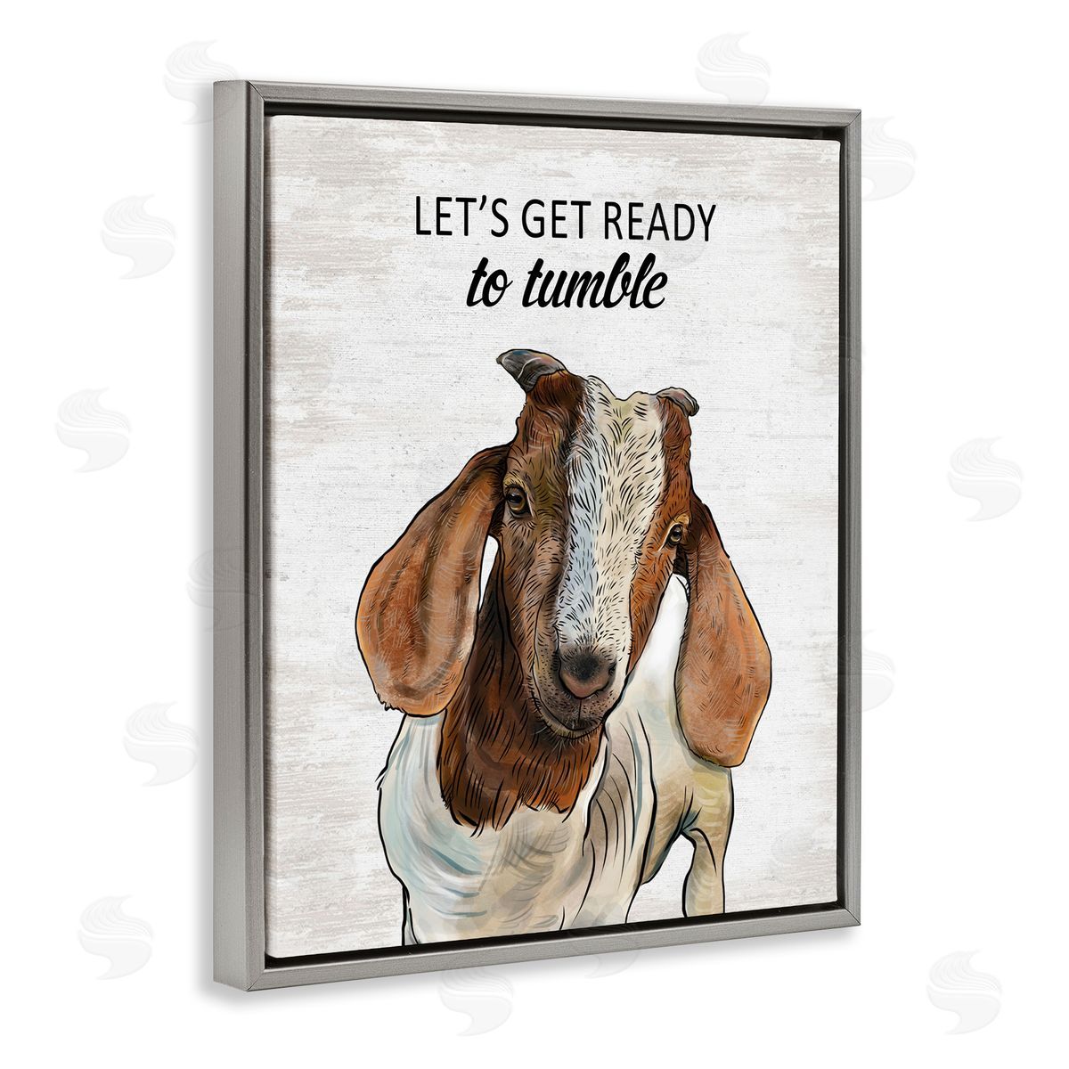 Ready To Tumble Laundry Goat Grey Floating Frame Canvas Wall Art, Home Decor by Lettered and Lined