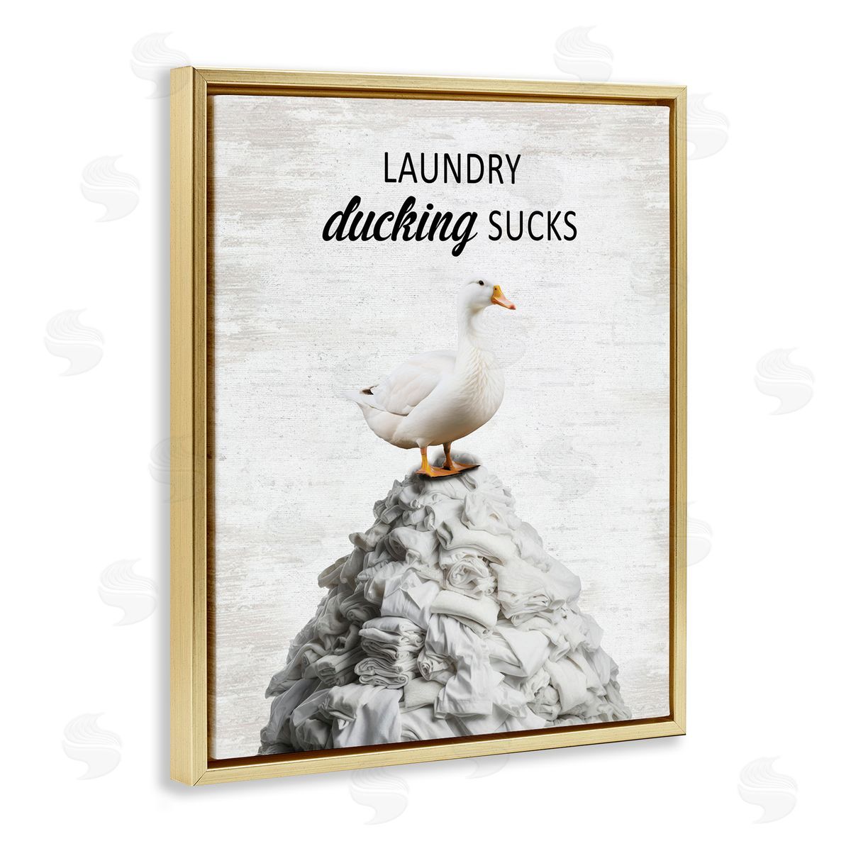 Duck & Laundry Pile Gold Floating Frame Canvas Wall Art, Home Decor by Lettered and Lined