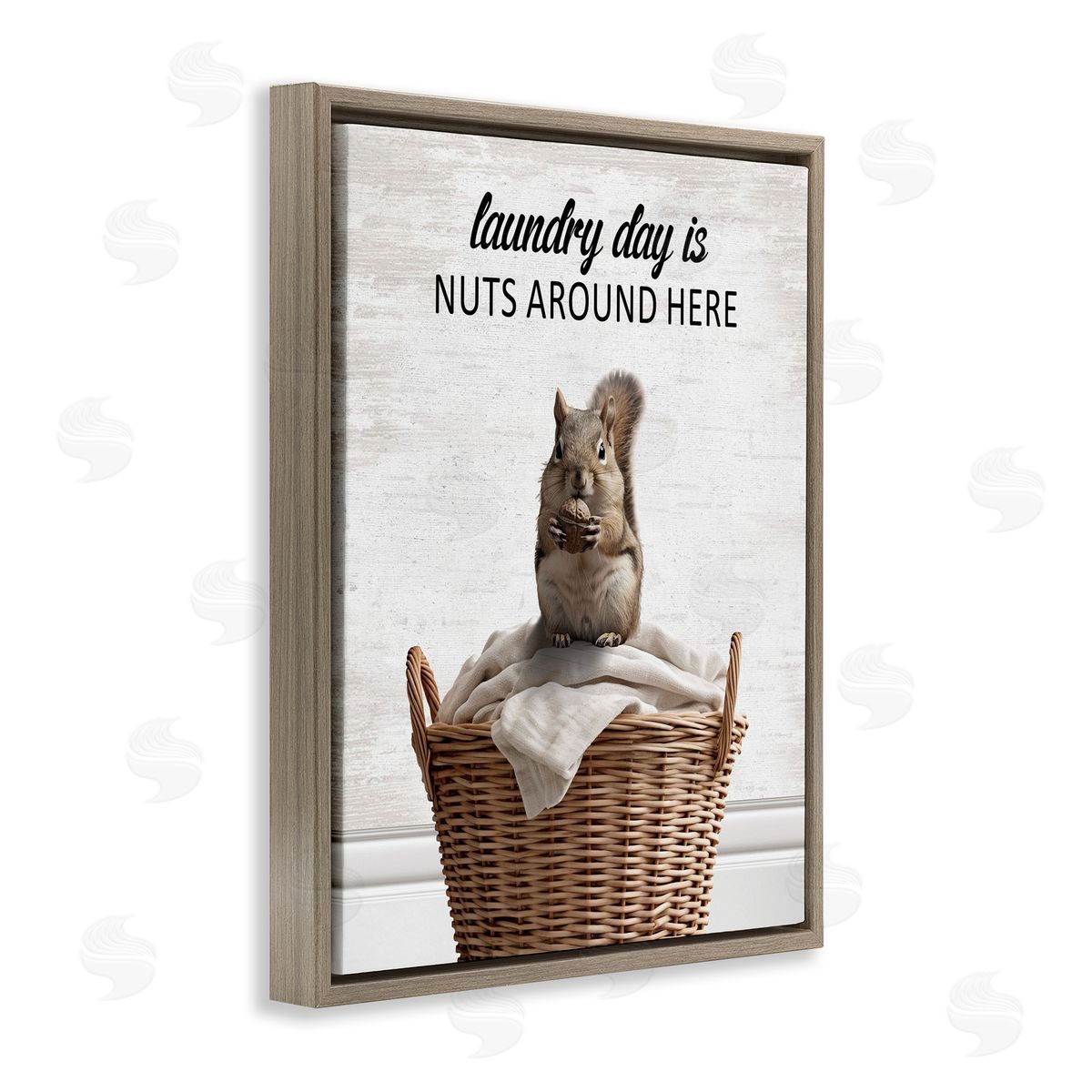 Funny Laundry Day Is Nuts Brown Floating Frame Canvas Wall Art, Home Decor by Lettered and Lined