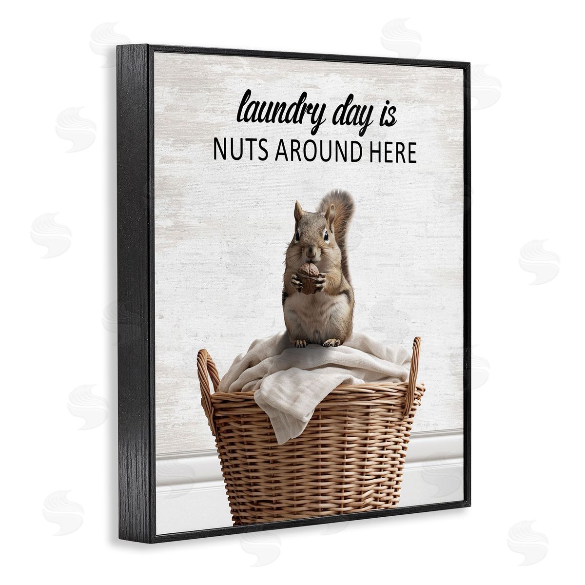 Funny Laundry Day Is Nuts Black Frame Print Wall Art, Home Decor by Lettered and Lined