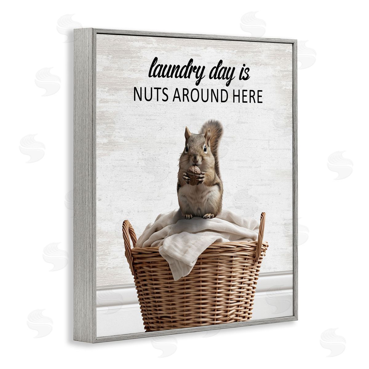 Funny Laundry Day Is Nuts Grey Frame Print Wall Art, Home Decor by Lettered and Lined