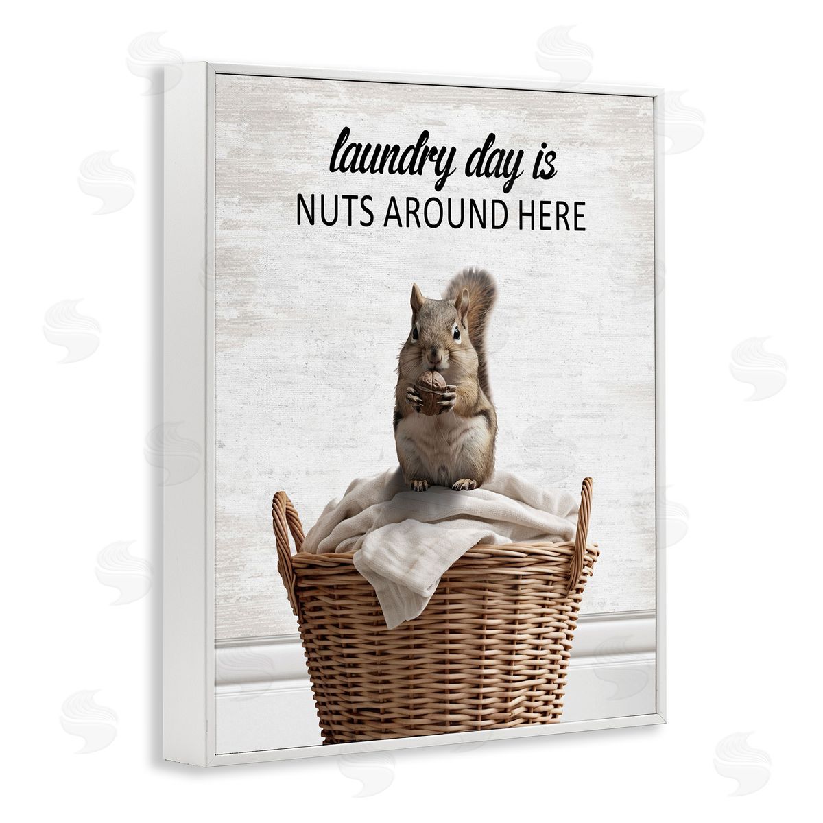 Funny Laundry Day Is Nuts White Frame Print Wall Art, Home Decor by Lettered and Lined