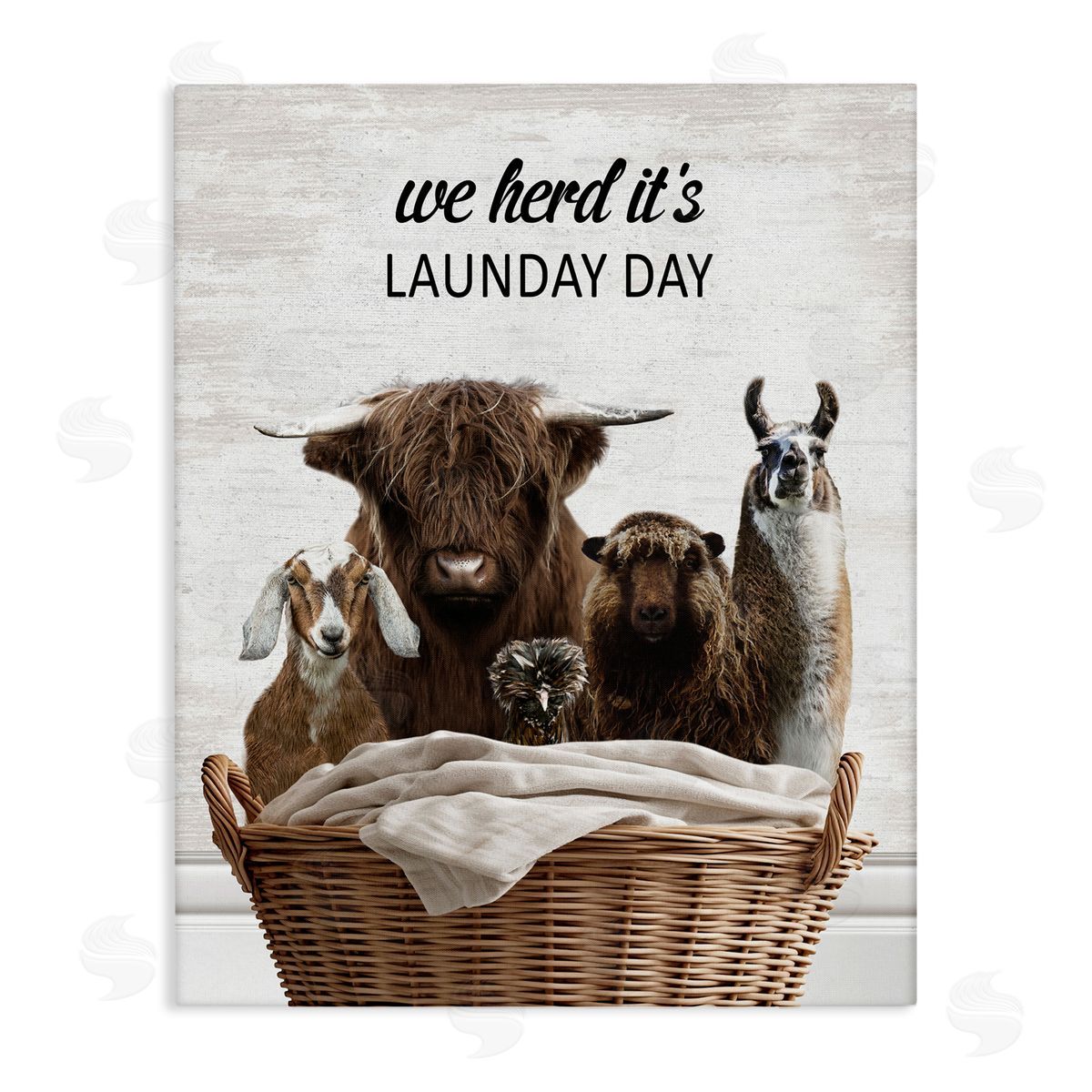 Herd It's Laundry Day Animals Canvas Wall Art, Home Decor by Lettered and Lined