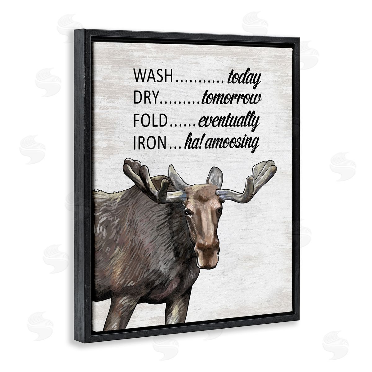 Funny No Ironing Laundry Black Floating Frame Canvas Wall Art, Home Decor by Lettered and Lined