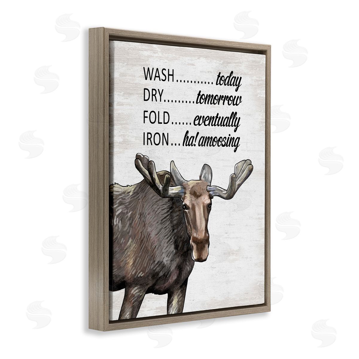 Funny No Ironing Laundry Brown Floating Frame Canvas Wall Art, Home Decor by Lettered and Lined