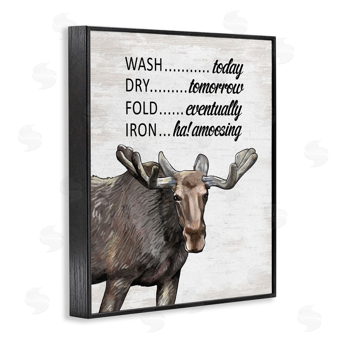Funny No Ironing Laundry Black Frame Print Wall Art, Home Decor by Lettered and Lined