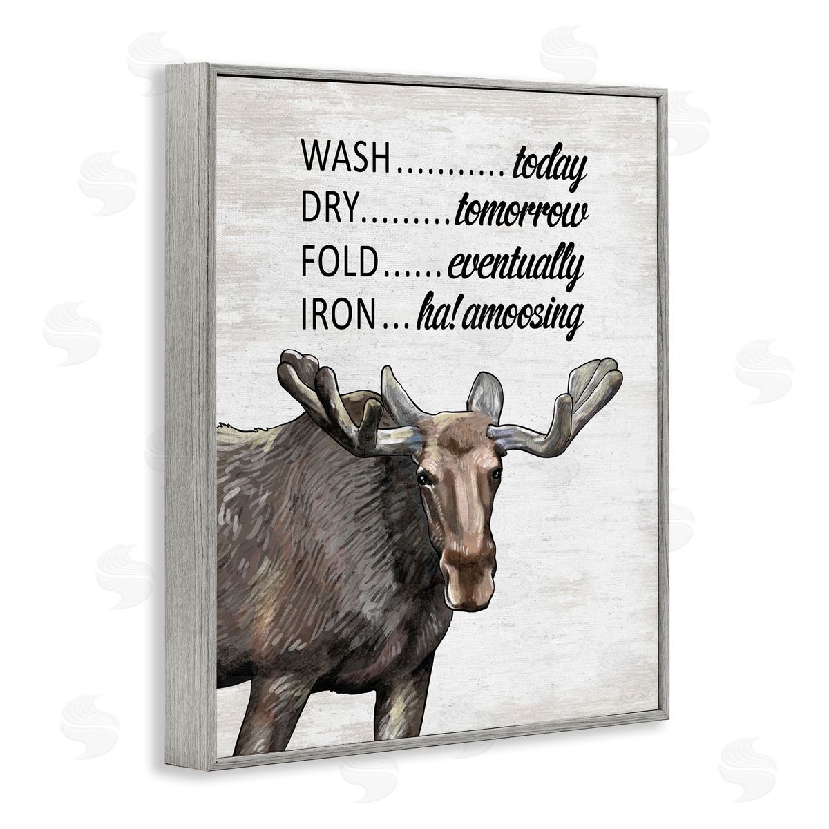 Funny No Ironing Laundry Grey Frame Print Wall Art, Home Decor by Lettered and Lined