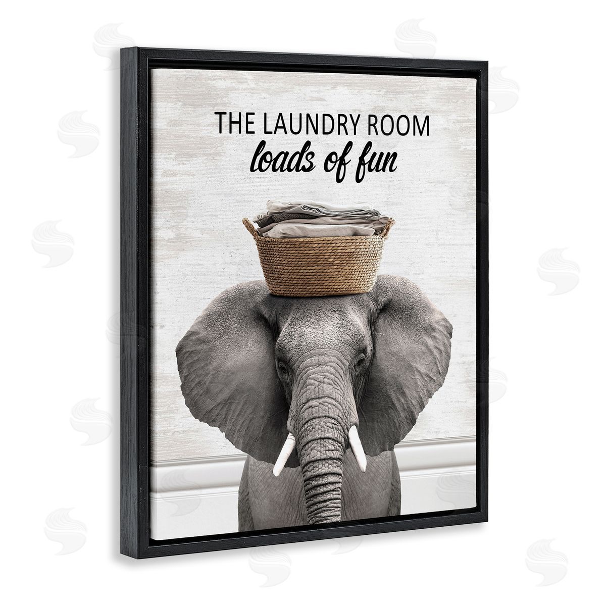 Loads Of Fun Laundry Elephant Black Floating Frame Canvas Wall Art, Home Decor by Lettered and Lined